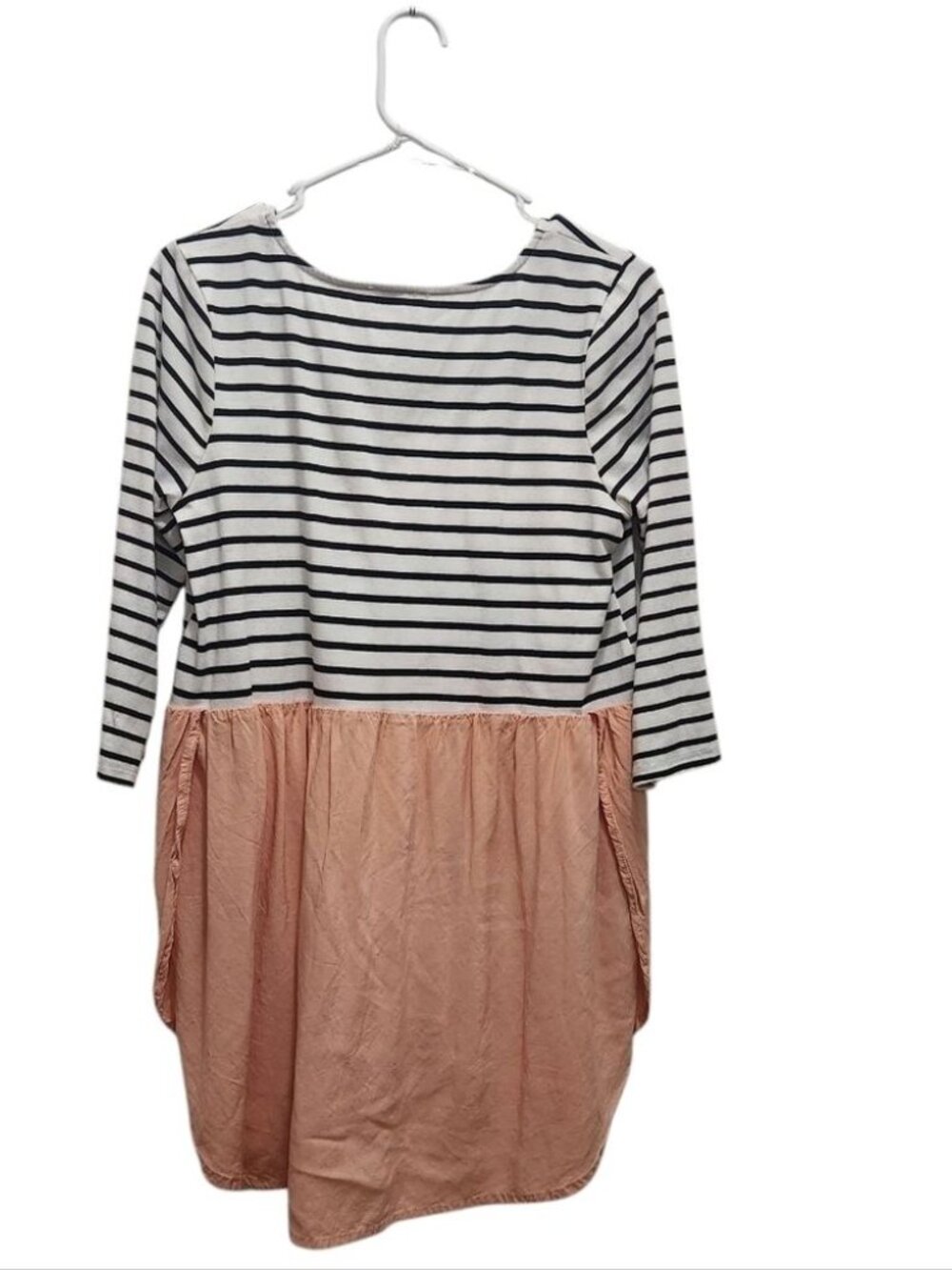 Umgee Striped Colorblock Babydoll Tunic Top Small 3/4 Sleeve Boho Blouse Soft - Picture 6 of 6